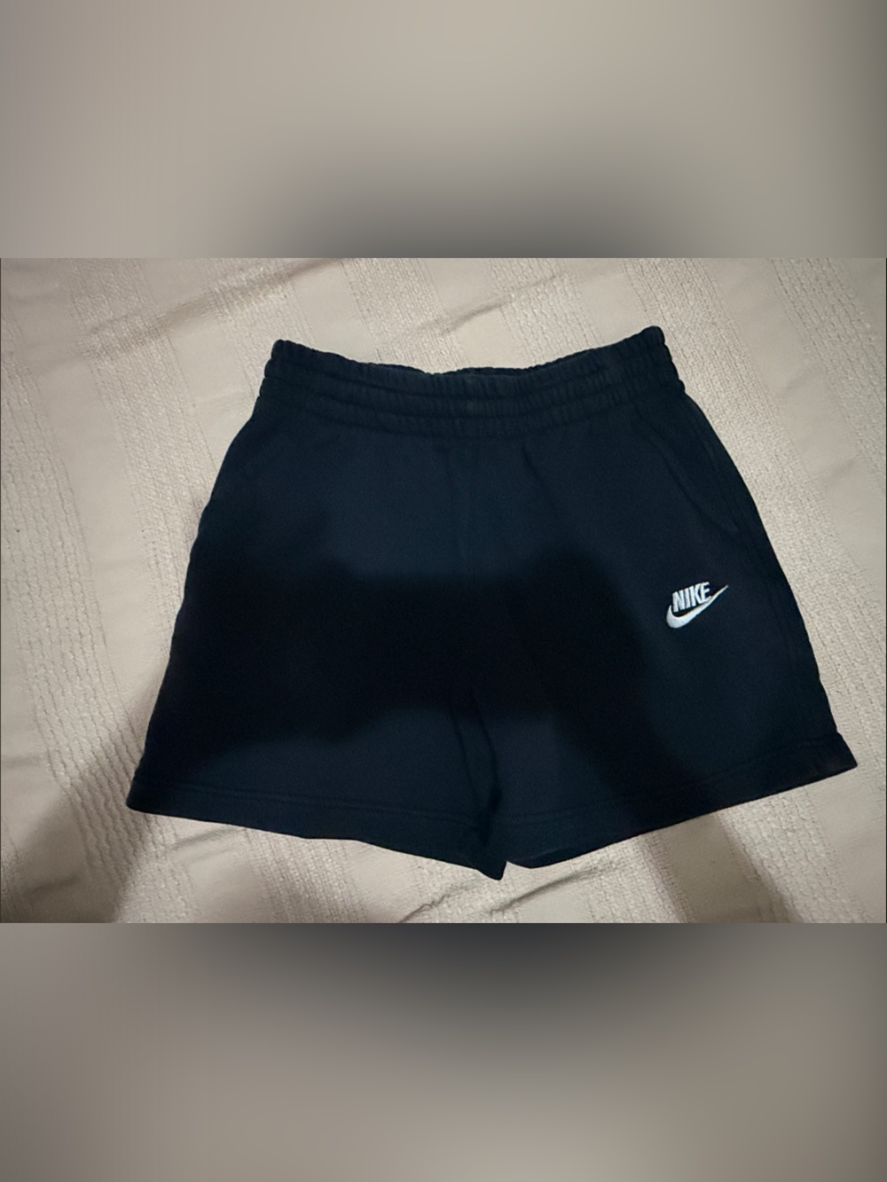 Nike Women's Navy Athletic Shorts with White Logo